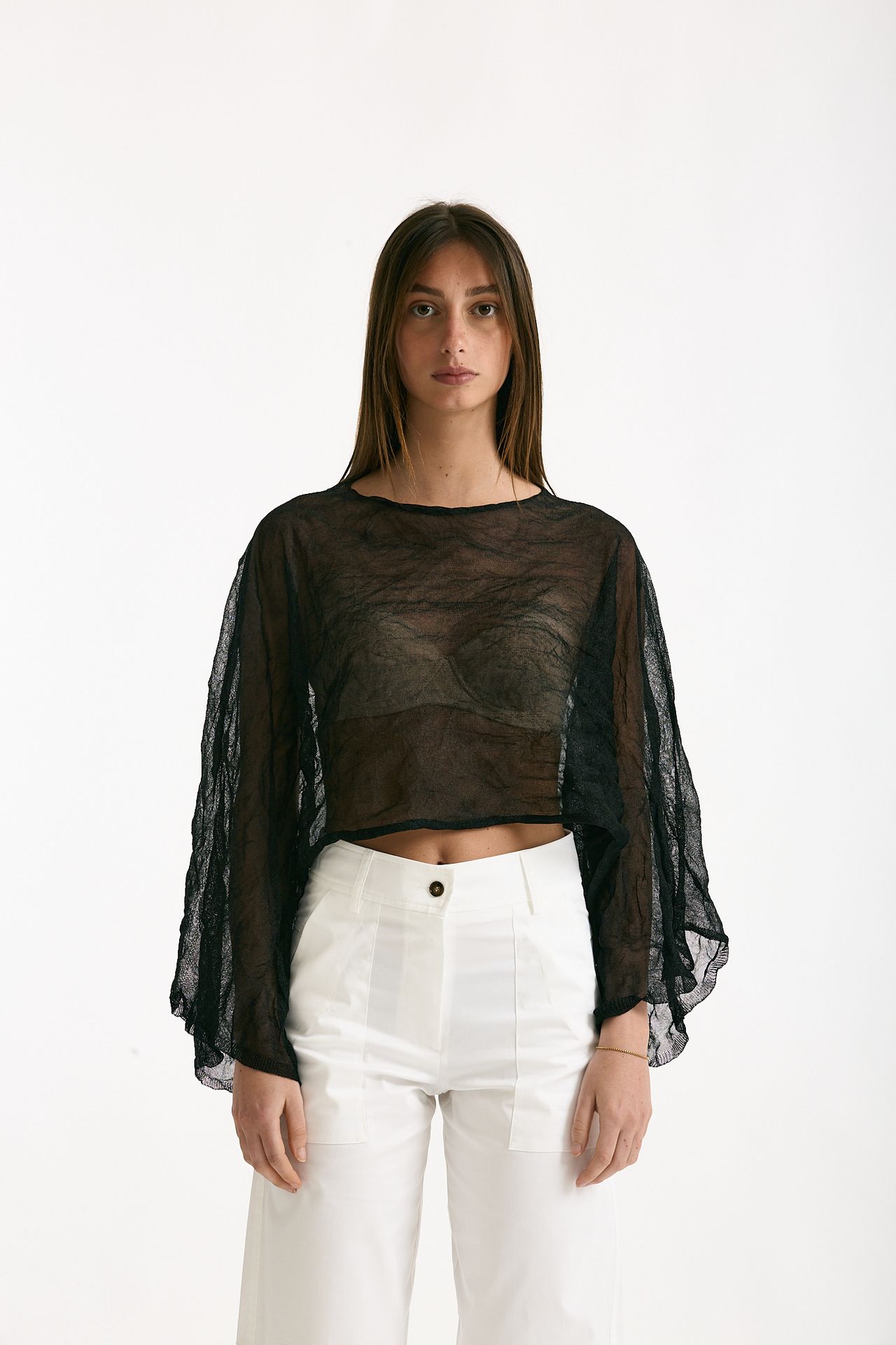 Top in seta e fibra metallizzata nero women Antonelli firenze - 1