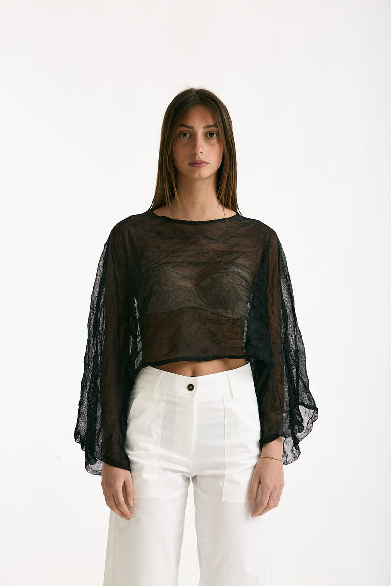 Top in seta e fibra metallizzata nero women Antonelli firenze - 1