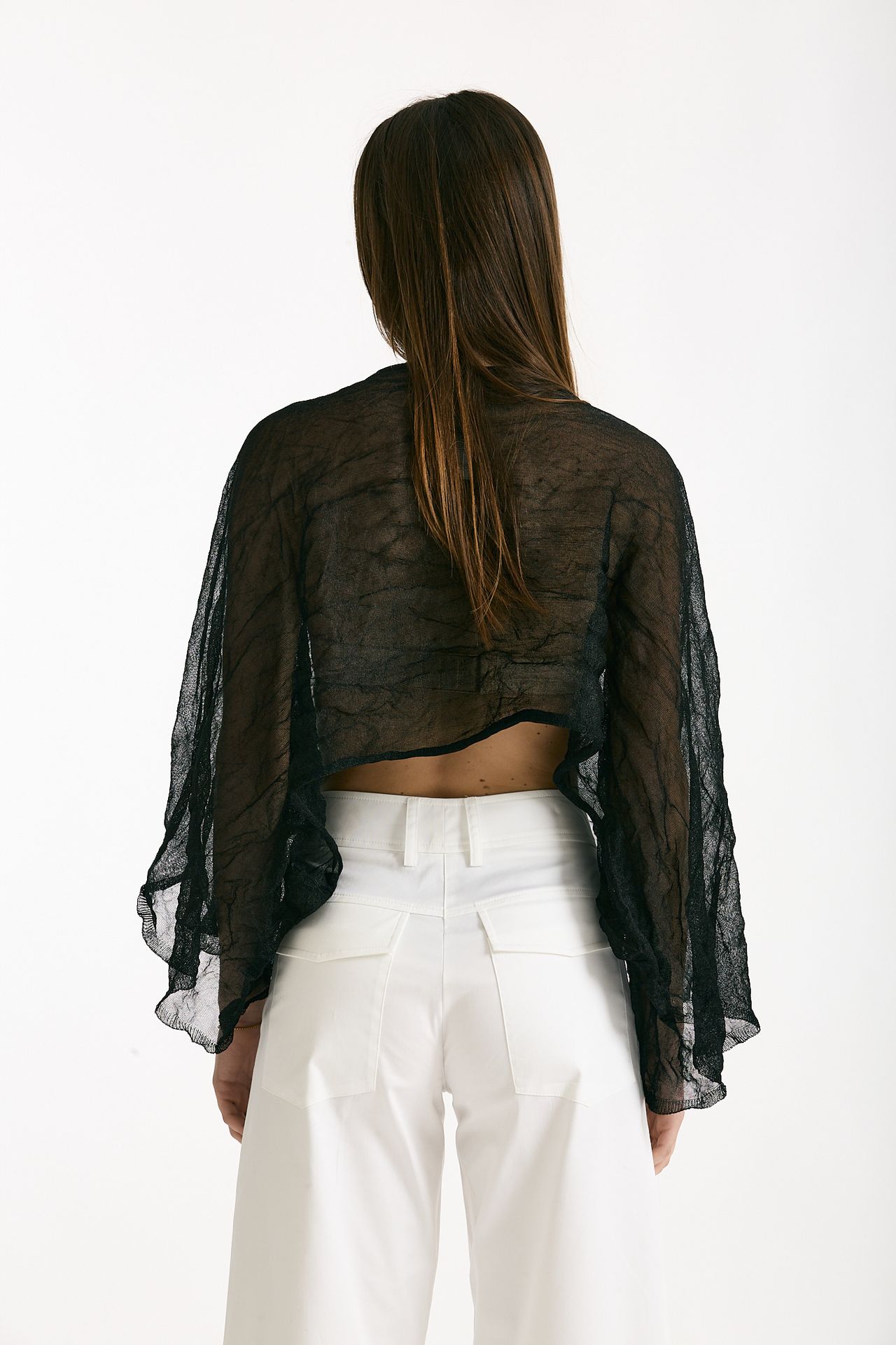Top in seta e fibra metallizzata nero women Antonelli firenze - 3