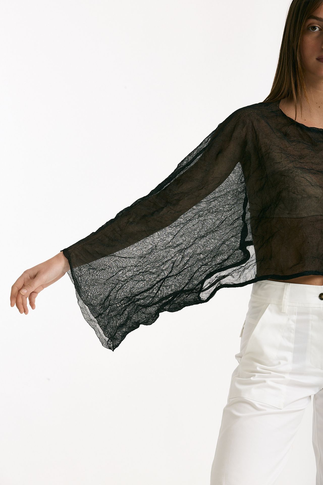 Top in seta e fibra metallizzata nero women Antonelli firenze - 4