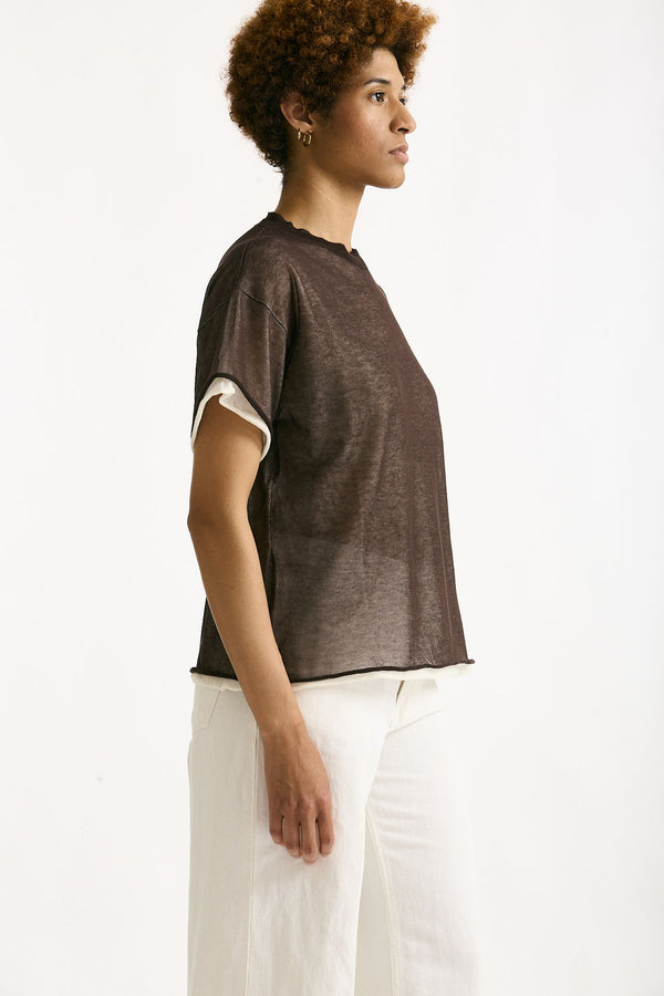 Maglia doppiata marrone e bianco women Antonelli firenze