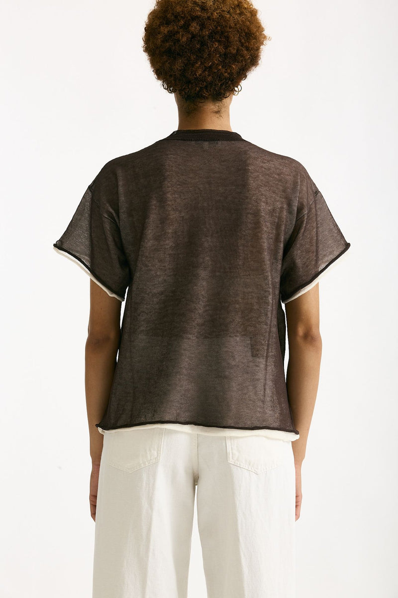 Maglia doppiata marrone e bianco women Antonelli firenze - 3