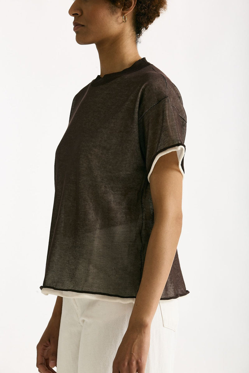 Maglia doppiata marrone e bianco women Antonelli firenze - 4