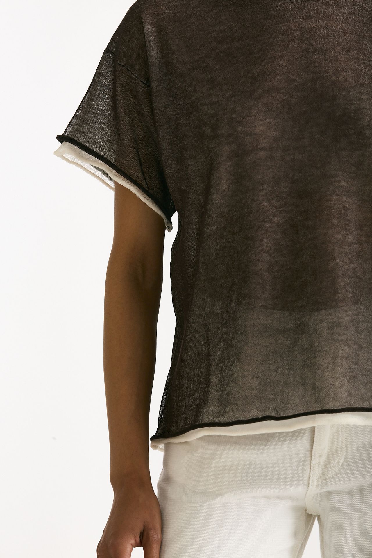 Maglia doppiata marrone e bianco women Antonelli firenze - 5