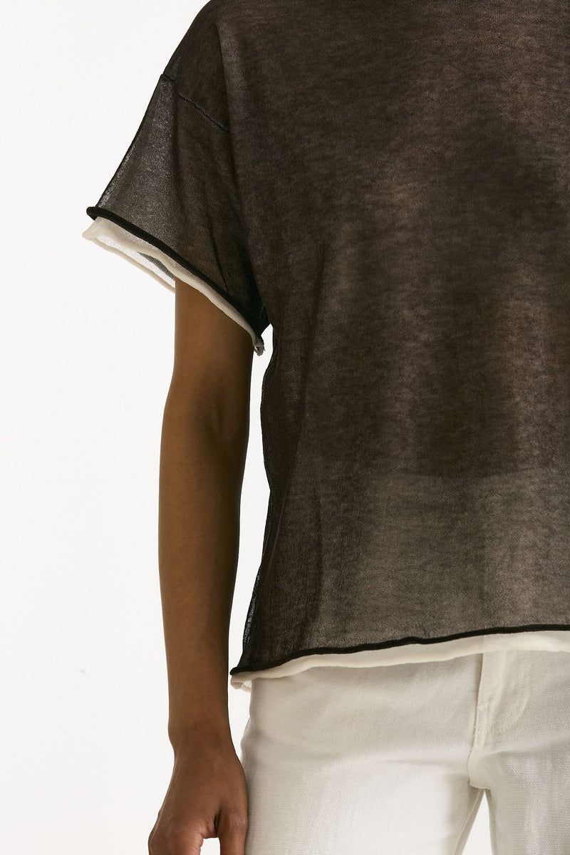 Maglia doppiata marrone e bianco women Antonelli firenze - 5