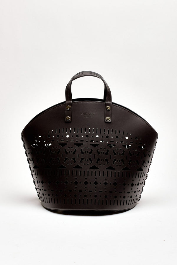 Cesta rigida DINAH in pelle laserata testa di moro women Avenue 67