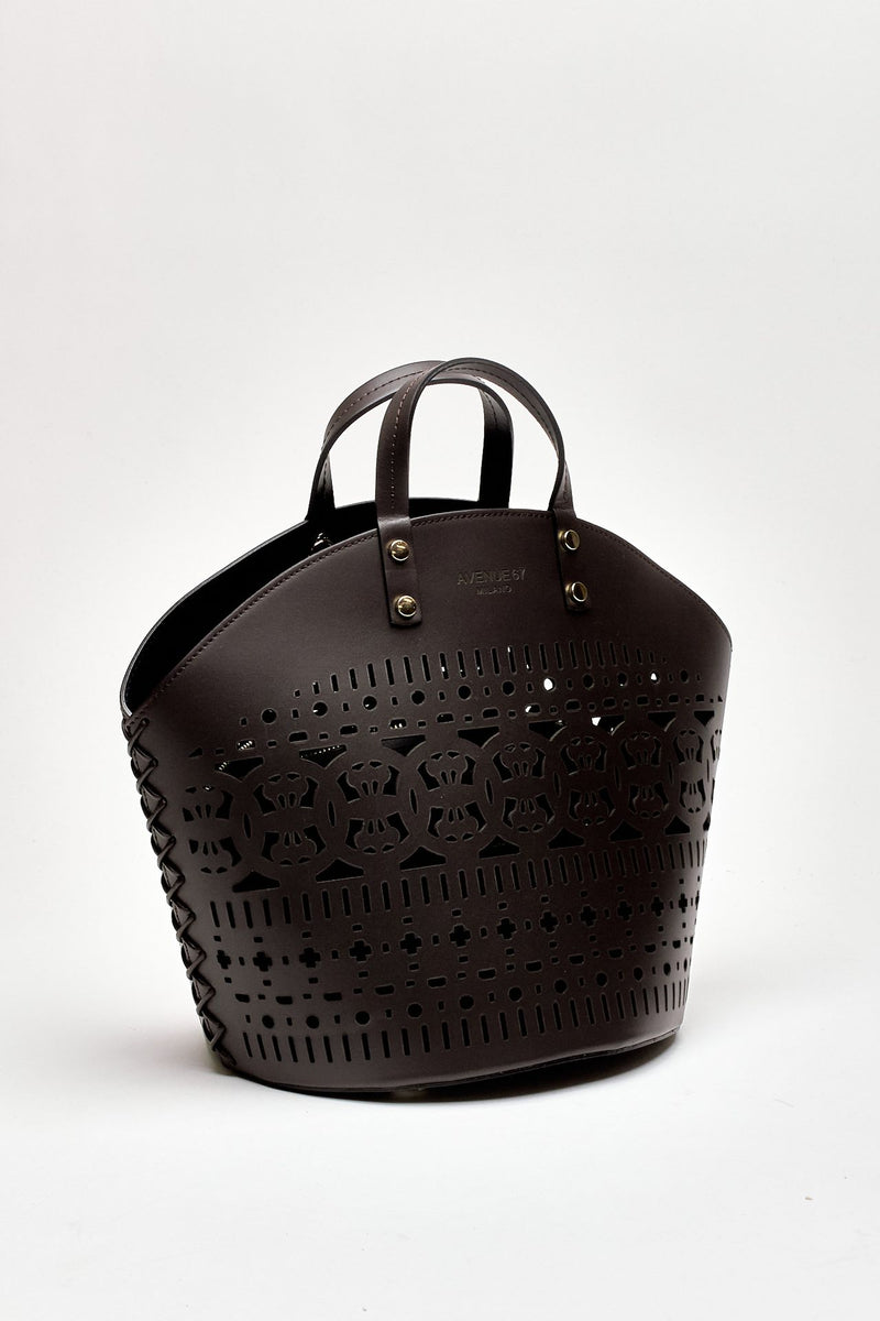 Cesta rigida DINAH in pelle laserata testa di moro women Avenue 67 - 2