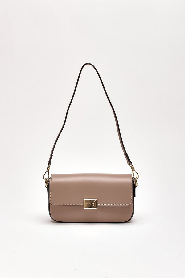 Clutch rigida FARAH in pelle ruga tortora women Avenue 67
