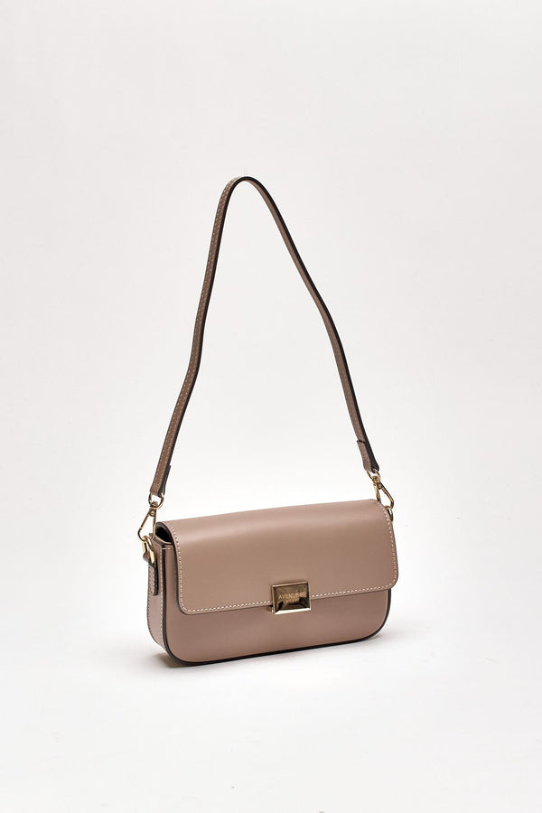 Clutch rigida FARAH in pelle ruga tortora women Avenue 67