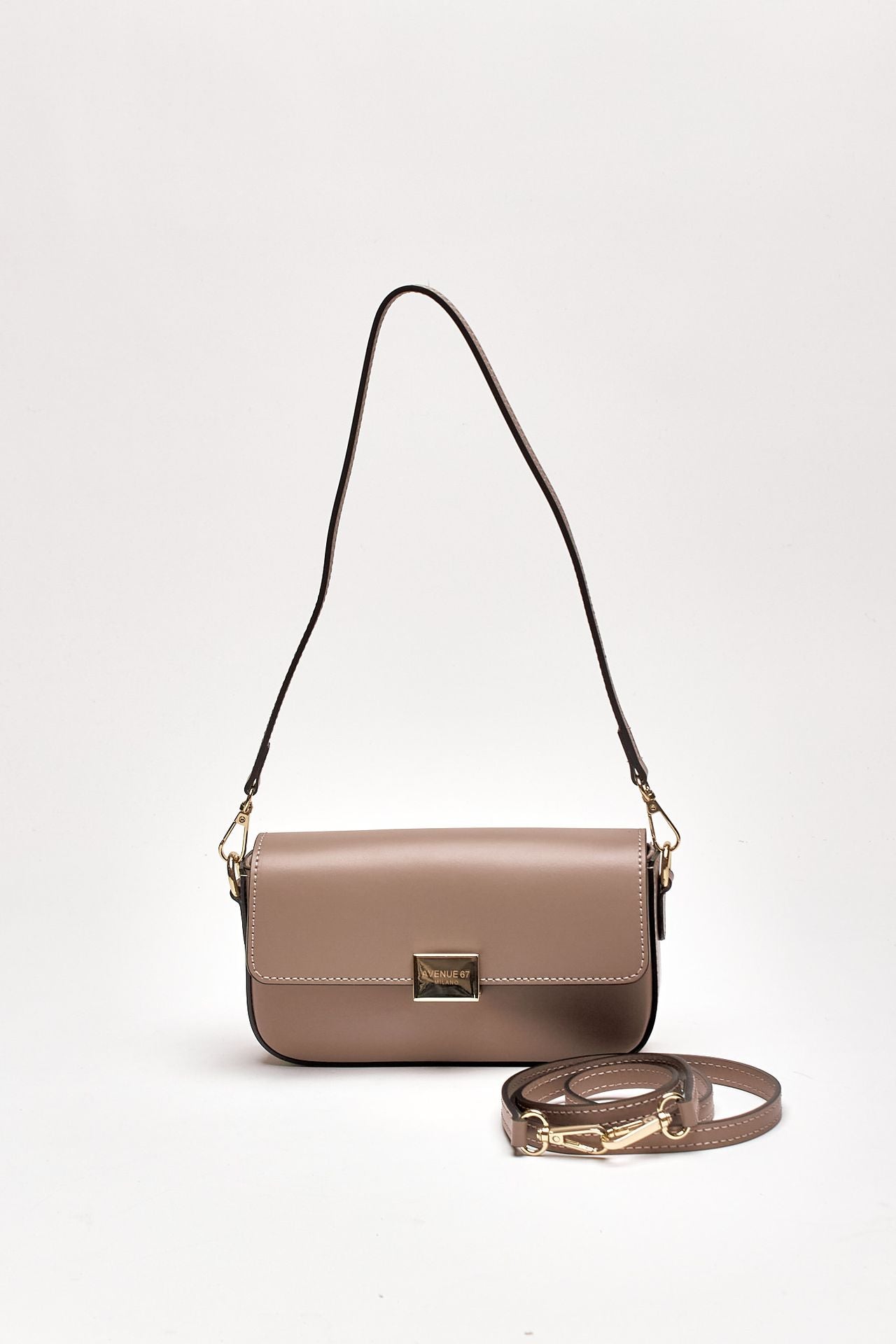 Clutch rigida FARAH in pelle ruga tortora women Avenue 67 - 4