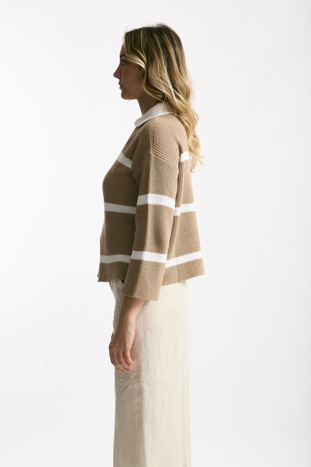 Maglia polo in cotone e cashmere rigata women Be you - 2