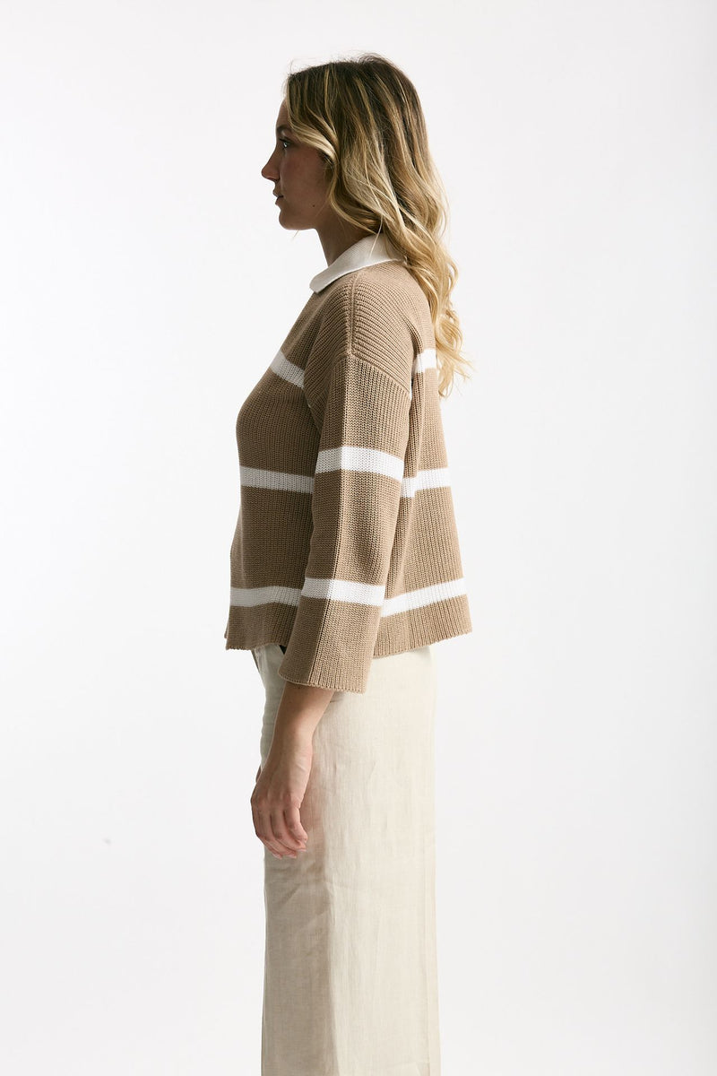 Maglia polo in cotone e cashmere rigata women Be you - 2