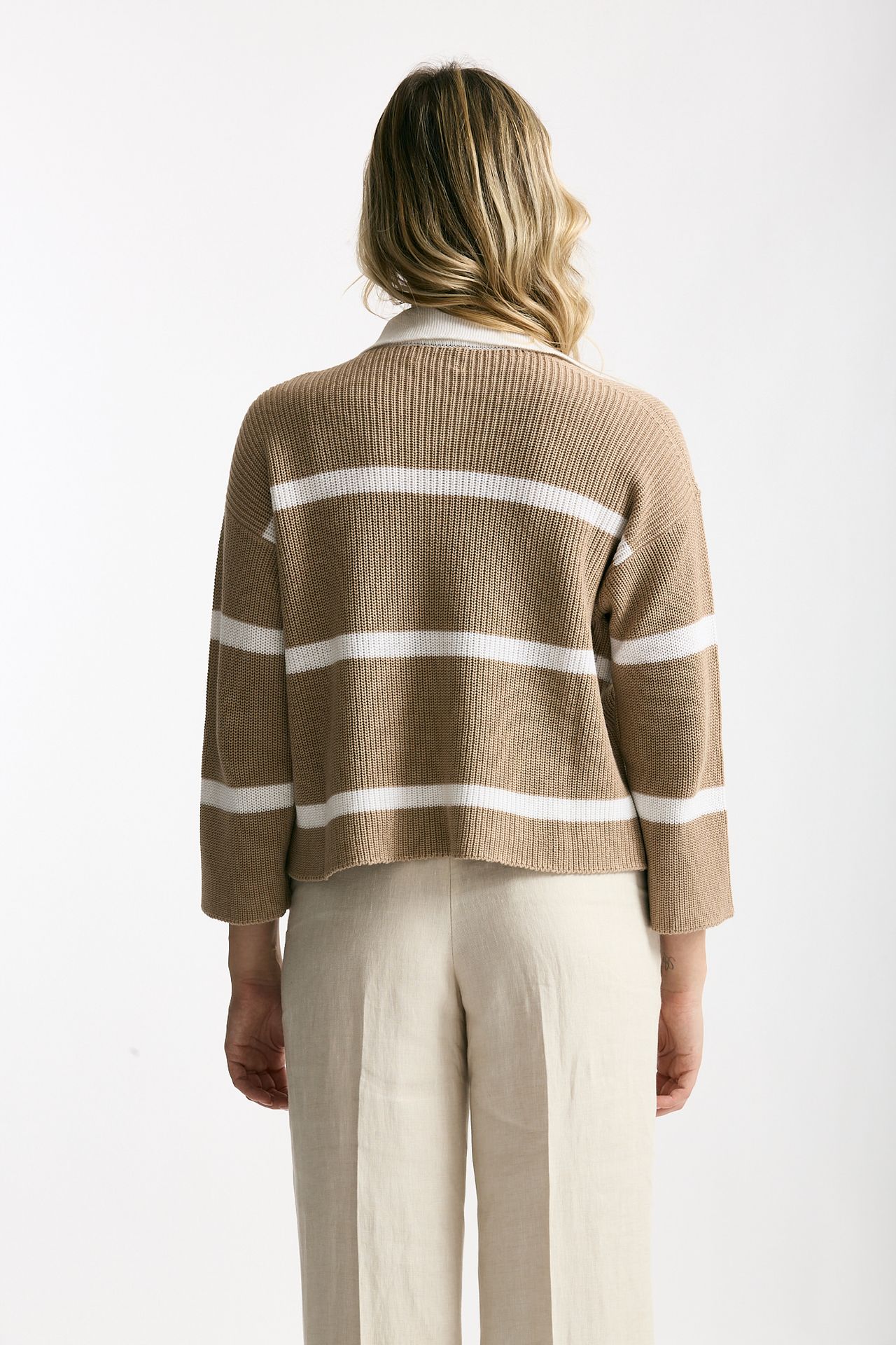 Maglia polo in cotone e cashmere rigata women Be you - 3