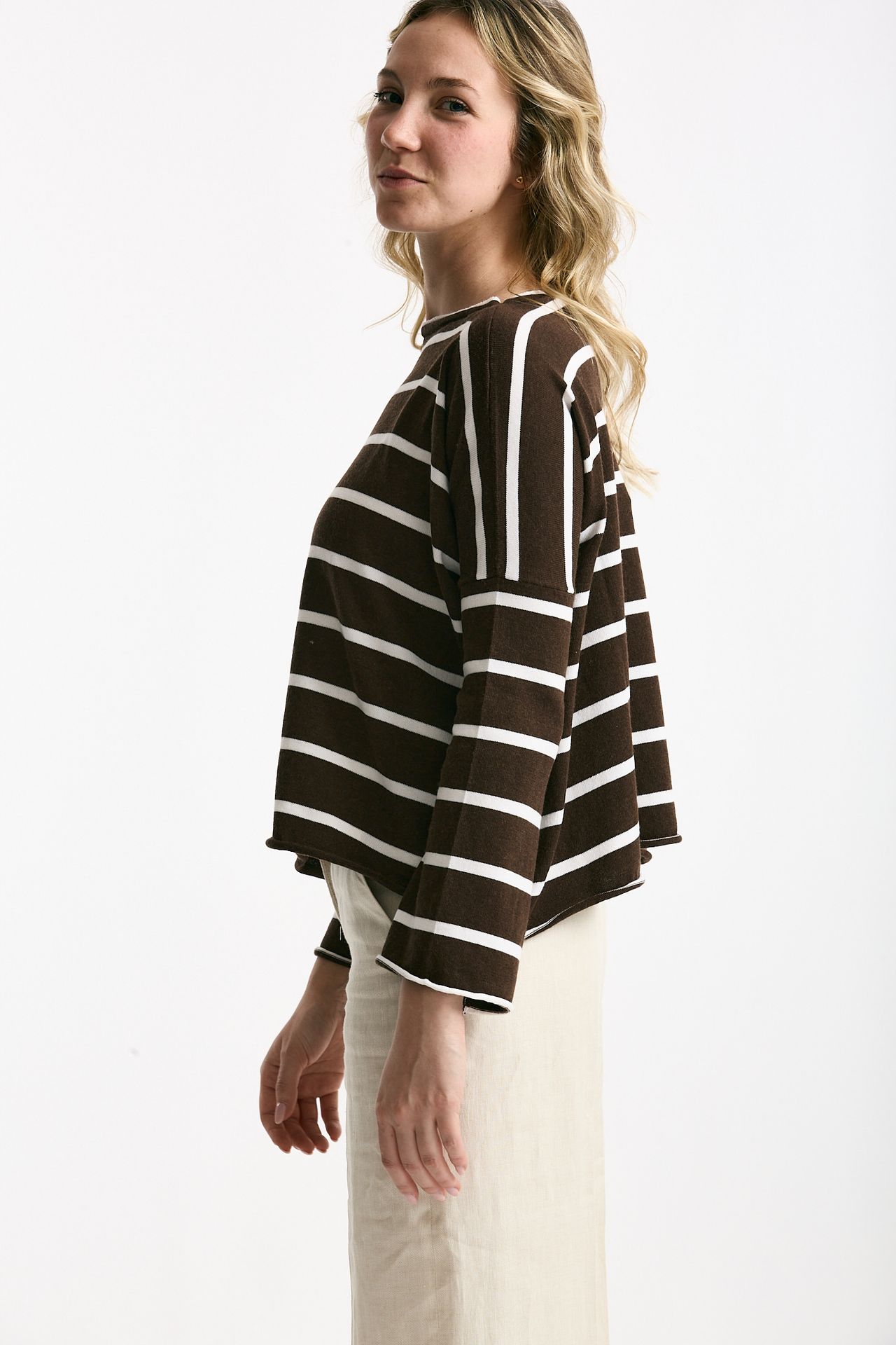 Maglia collo a barchetta rigata women Be you - 2