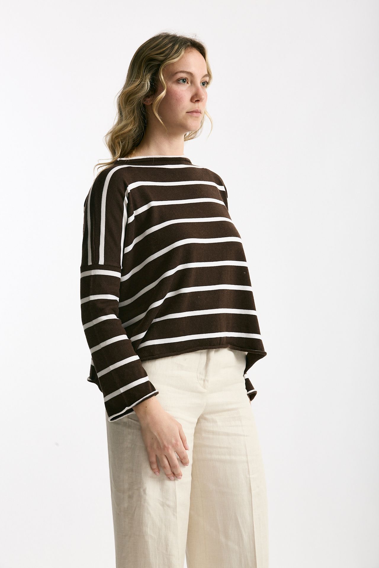 Maglia collo a barchetta rigata women Be you - 4