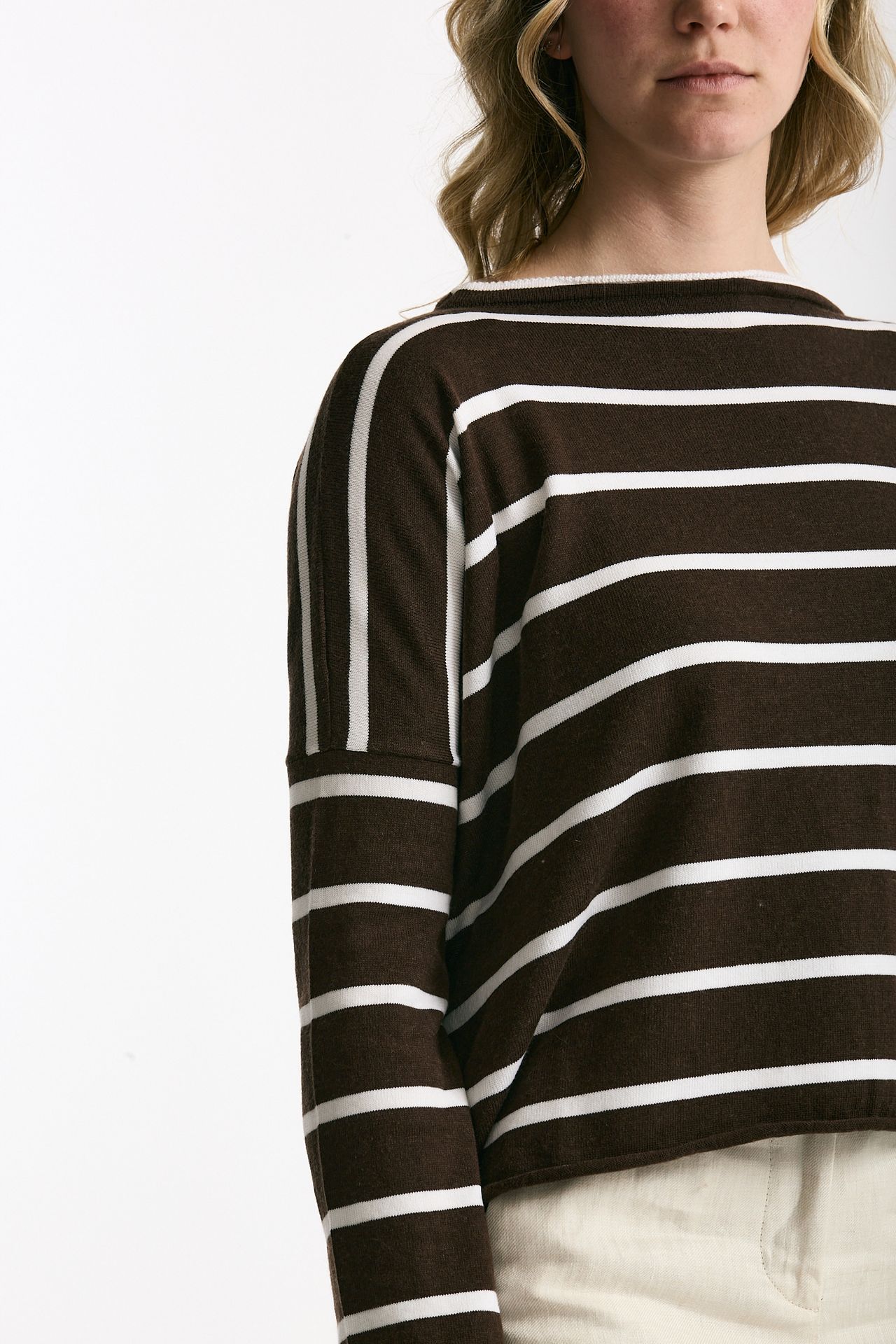 Maglia collo a barchetta rigata women Be you - 5