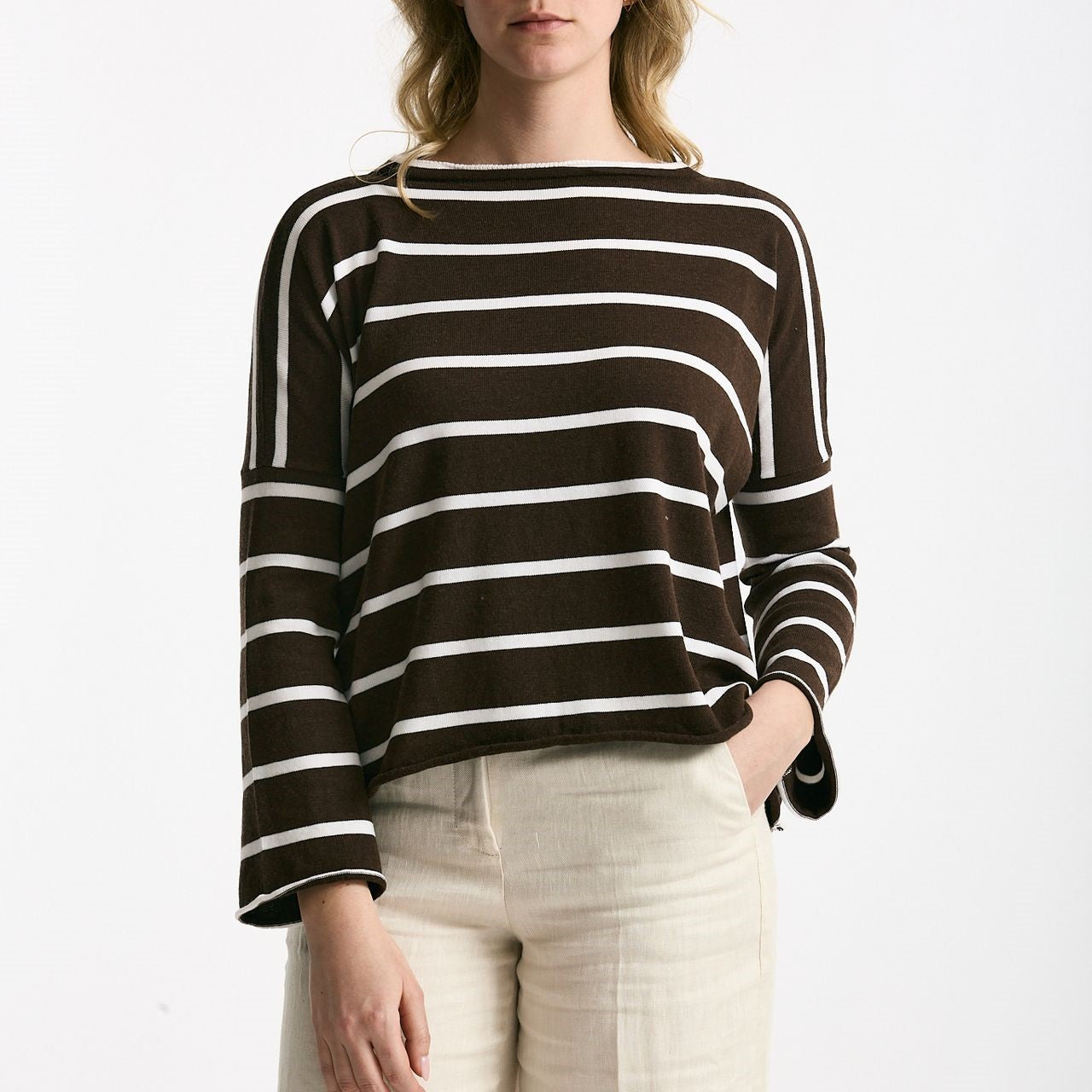 Maglia collo a barchetta rigata women Be you - 6