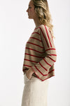 Maglia collo a barchetta rigata cammello women Be you - 1