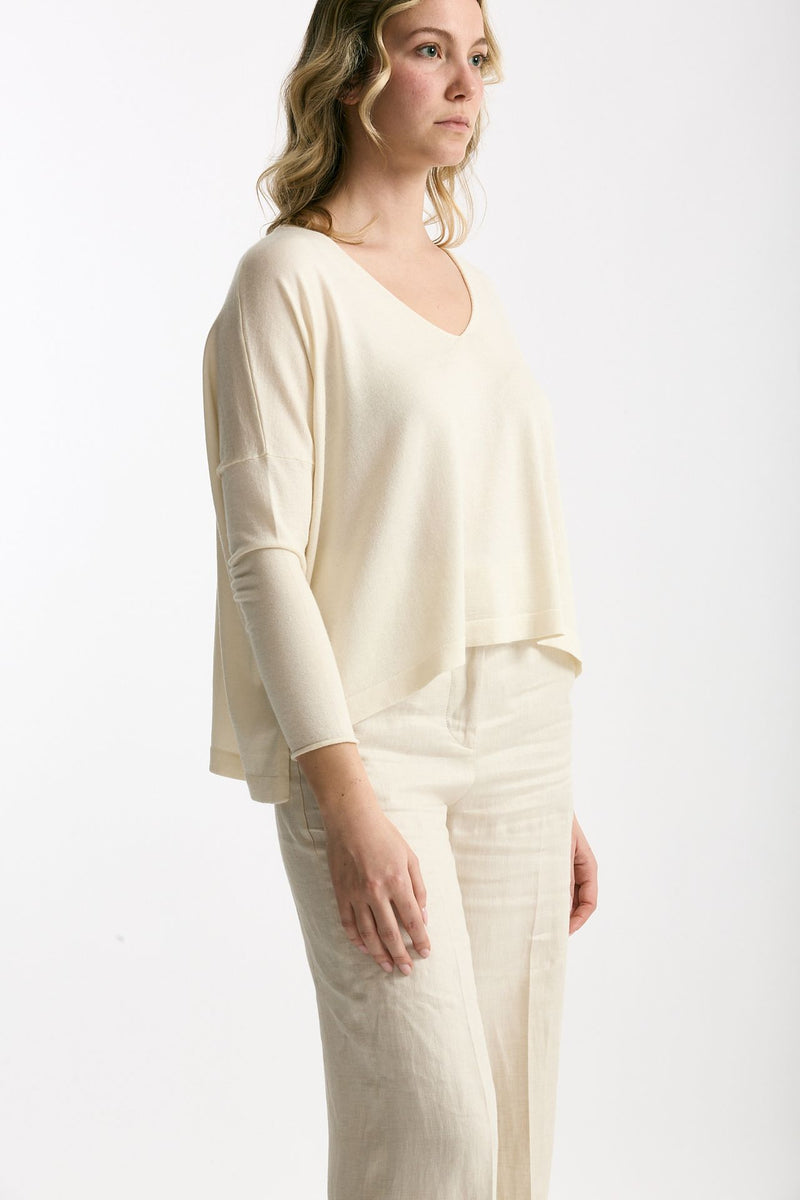 Maglia in seta e cashmere panna women Be you - 4