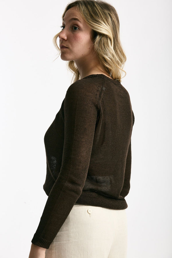 Maglia in lino e seta marrone scuro women Be you