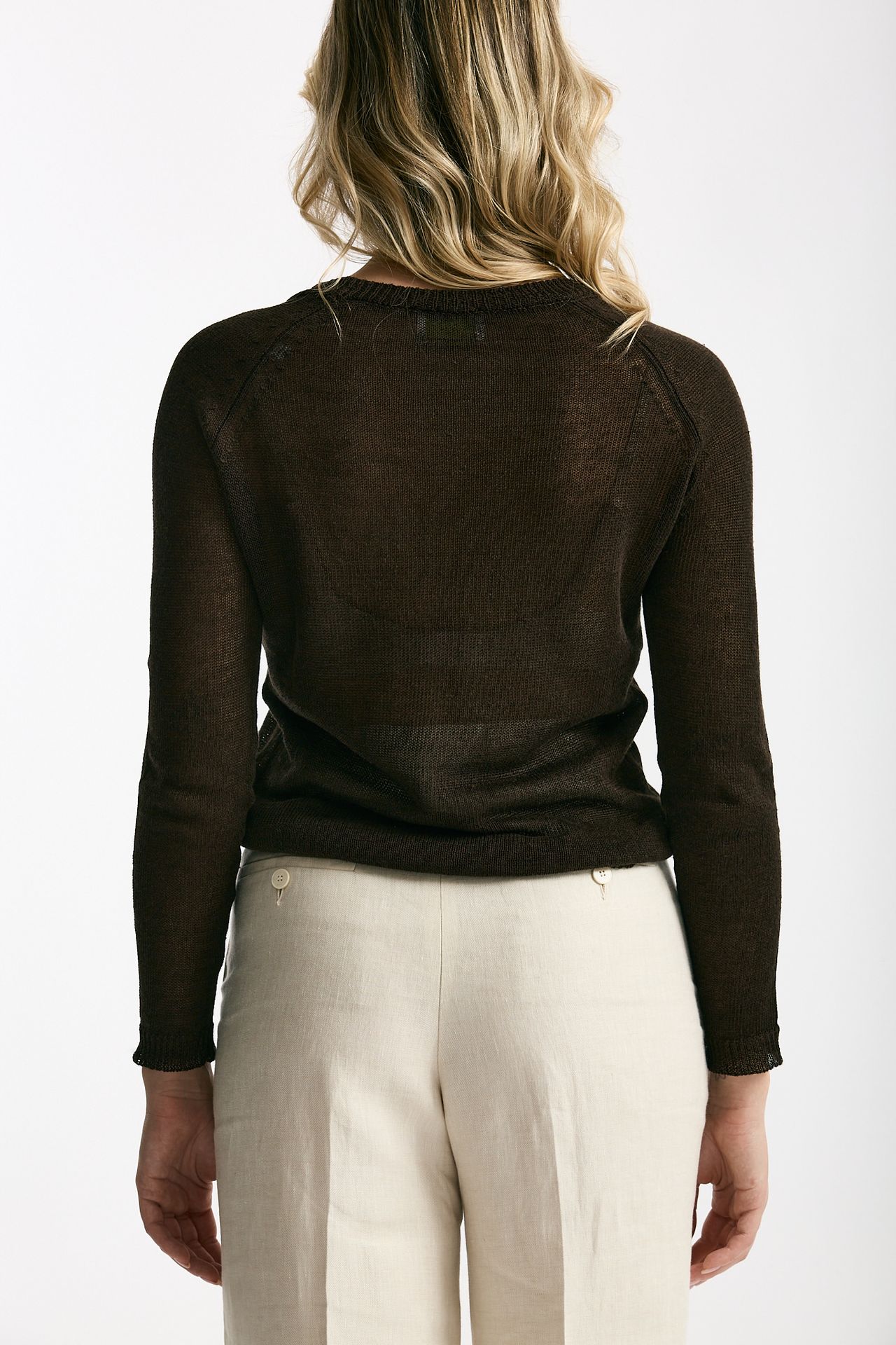 Maglia in lino e seta marrone scuro women Be you - 3