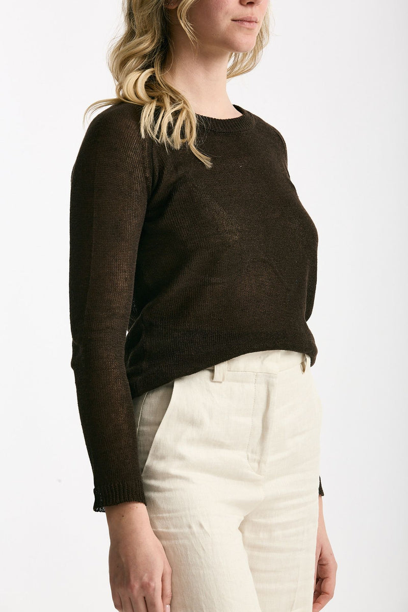 Maglia in lino e seta marrone scuro women Be you - 4