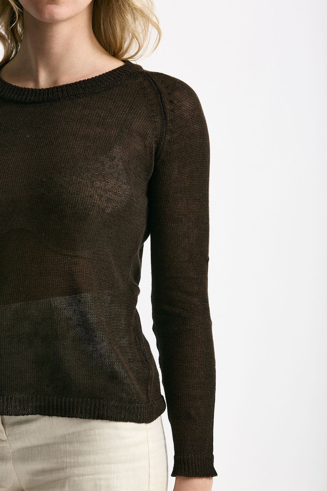 Maglia in lino e seta marrone scuro women Be you - 5