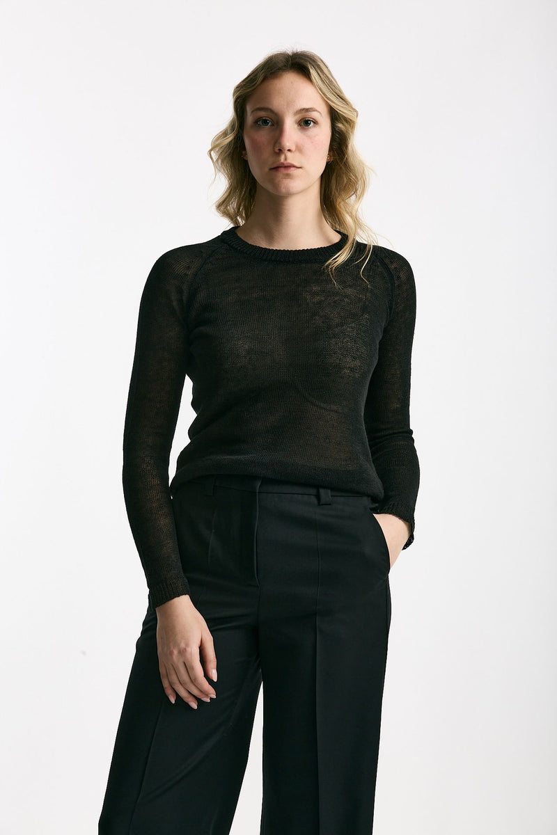Maglia in lino e seta nero women Be you - 2