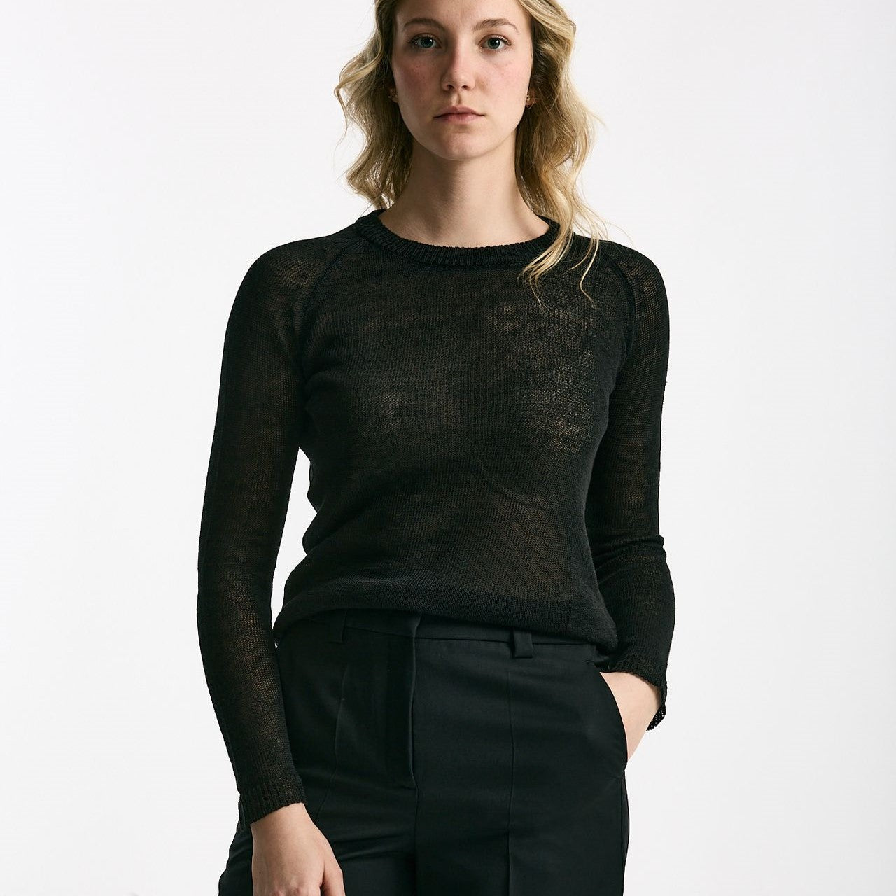 Maglia in lino e seta nero women Be you - 7