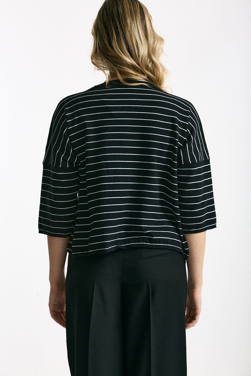 Maglia scatolina nero con riga bianca women Be you - 1