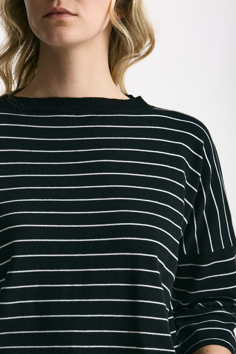 Maglia scatolina nero con riga bianca women Be you - 5