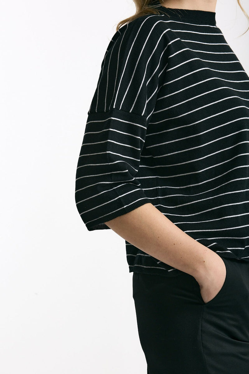 Maglia scatolina nero con riga bianca women Be you - 6