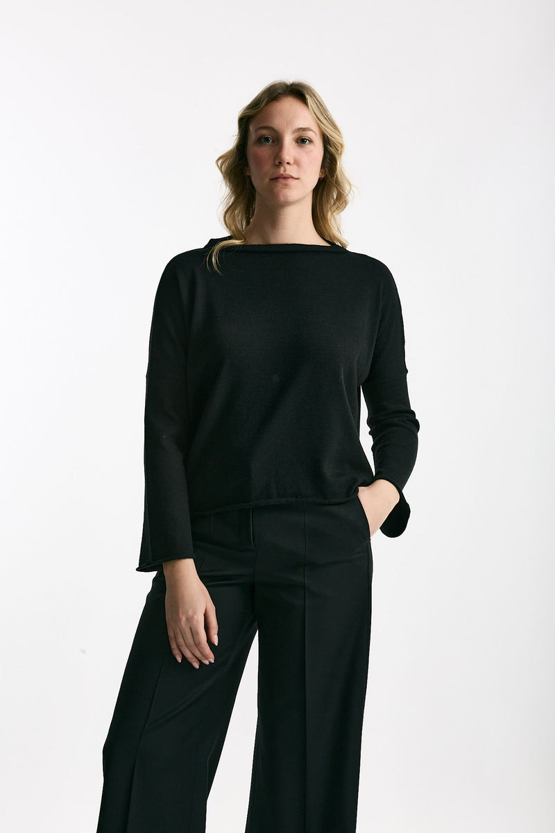 Maglia collo a barchetta nero women Be you - 1