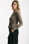 Cardigan slim in viscosa tortora con filo lurex women Be you - 1