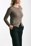 Cardigan slim in viscosa tortora con filo lurex women Be you - 3