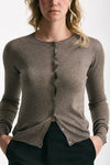 Cardigan slim in viscosa tortora con filo lurex women Be you - 4