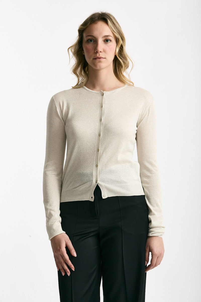 Cardigan slim in viscosa ghiaccio con filo lurex women Be you - 1