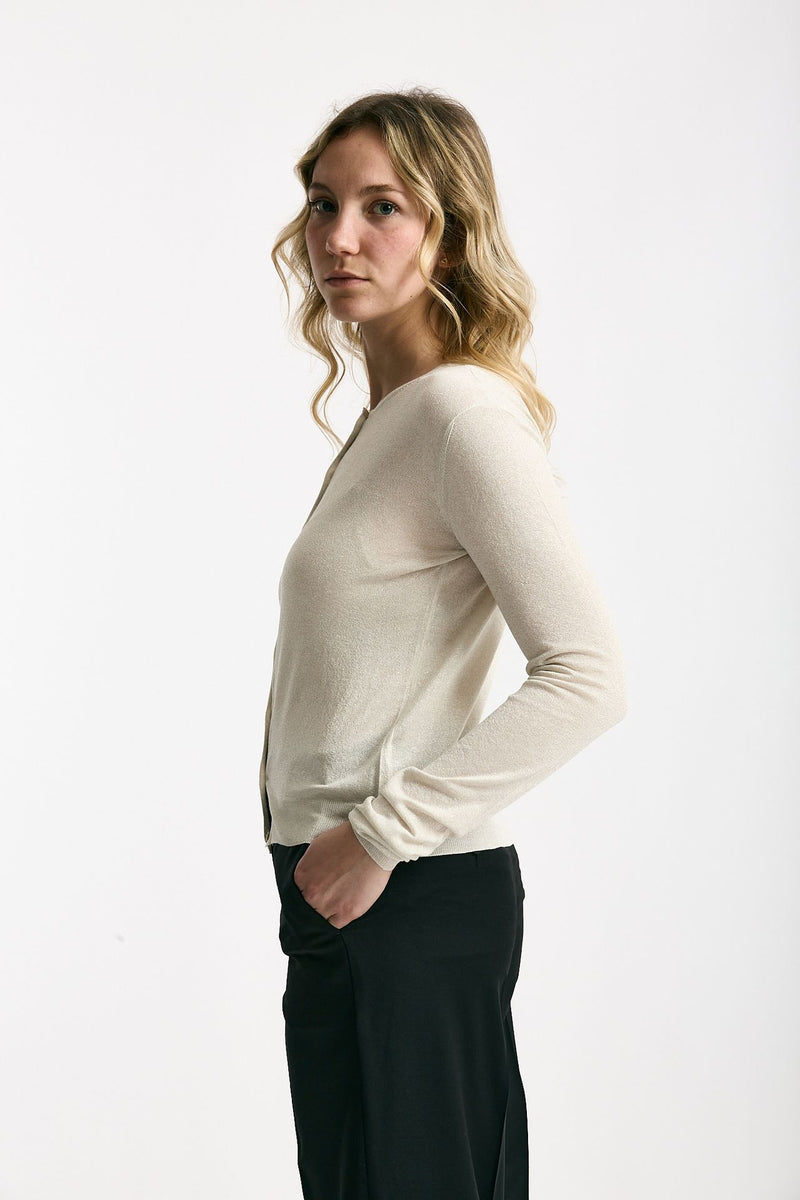 Cardigan slim in viscosa ghiaccio con filo lurex women Be you - 2