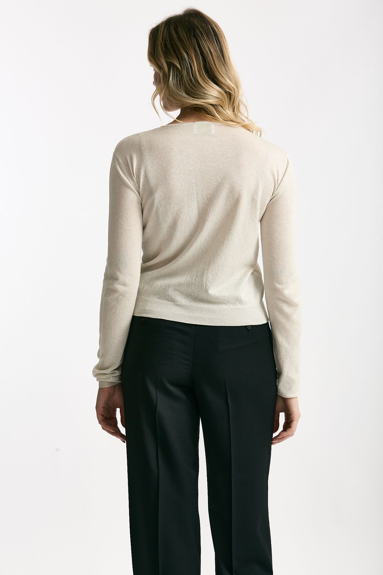 Cardigan slim in viscosa ghiaccio con filo lurex women Be you - 3