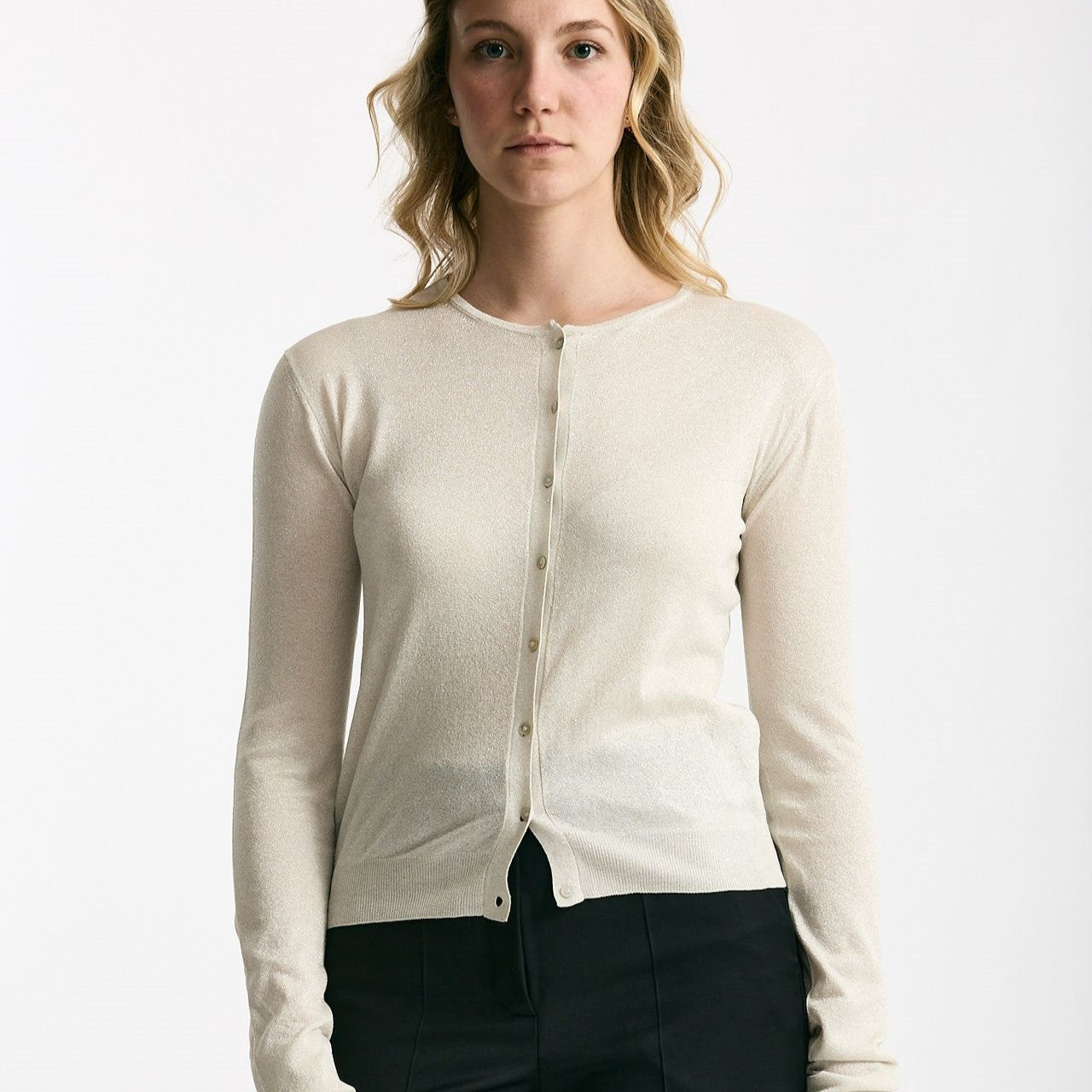 Cardigan slim in viscosa ghiaccio con filo lurex women Be you - 6