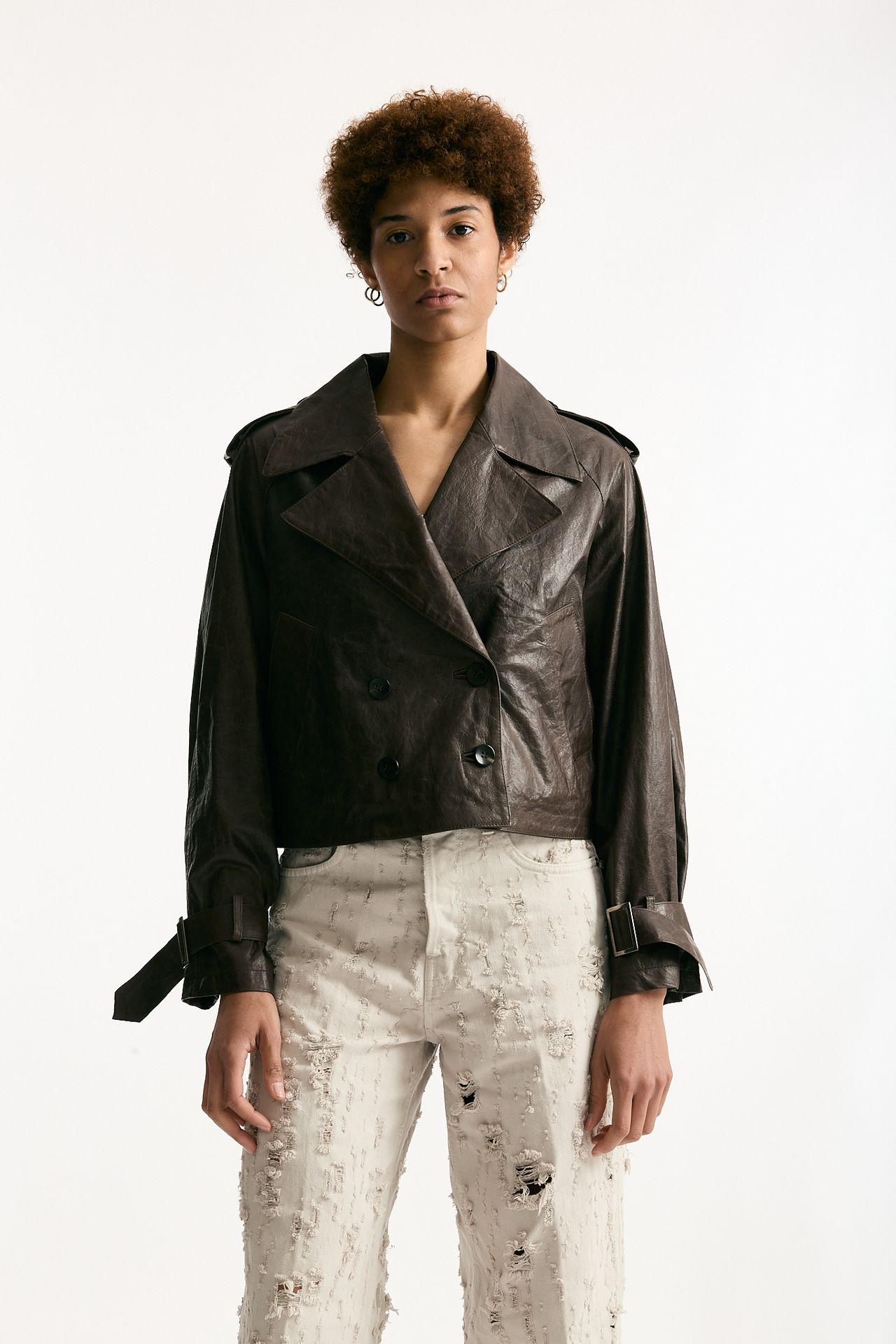 Giubbino crop brown women Giorgio brato - 3