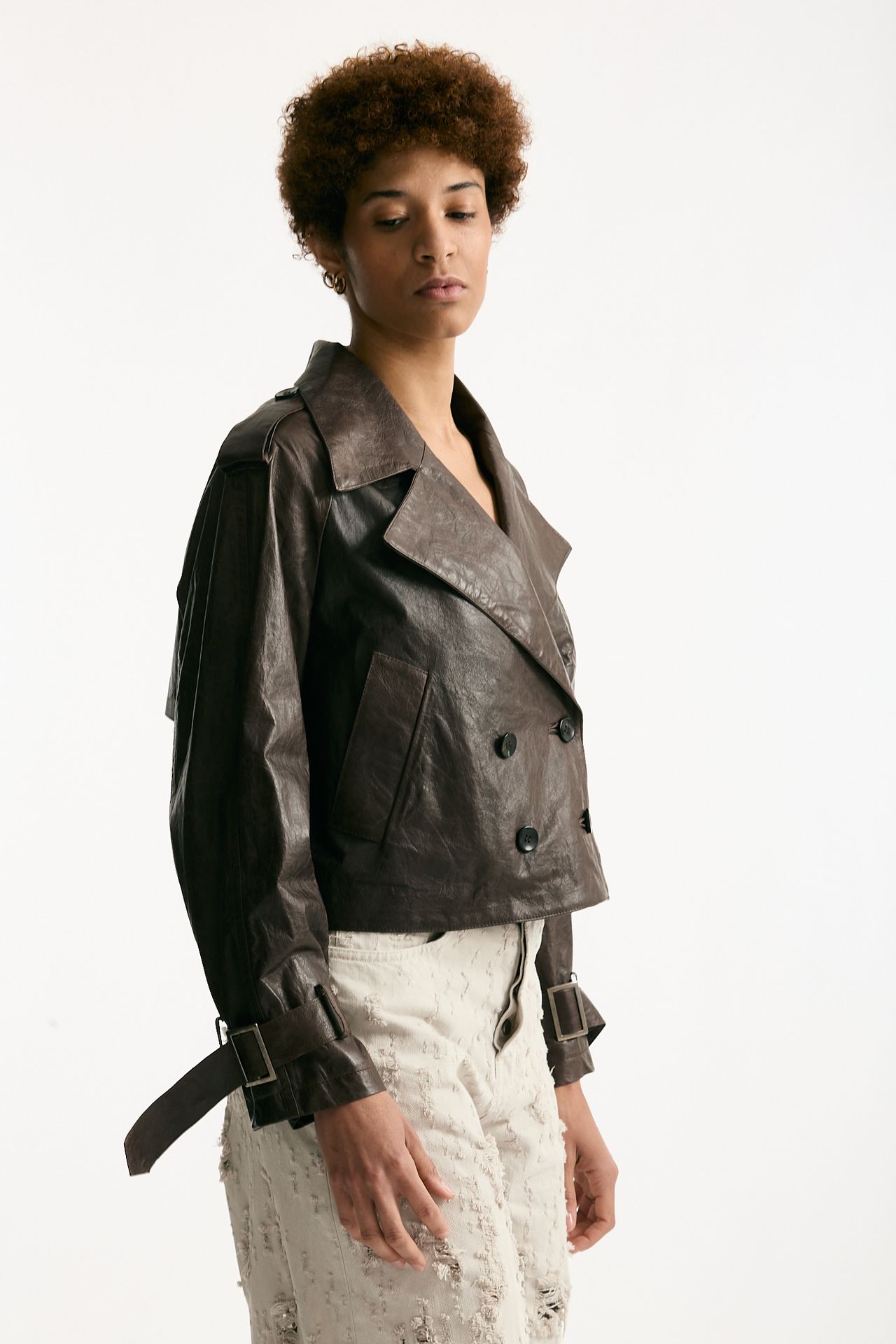 Giubbino crop brown women Giorgio brato - 4