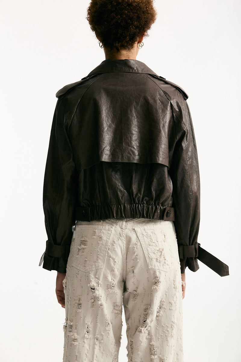 Giubbino crop brown women Giorgio brato - 5