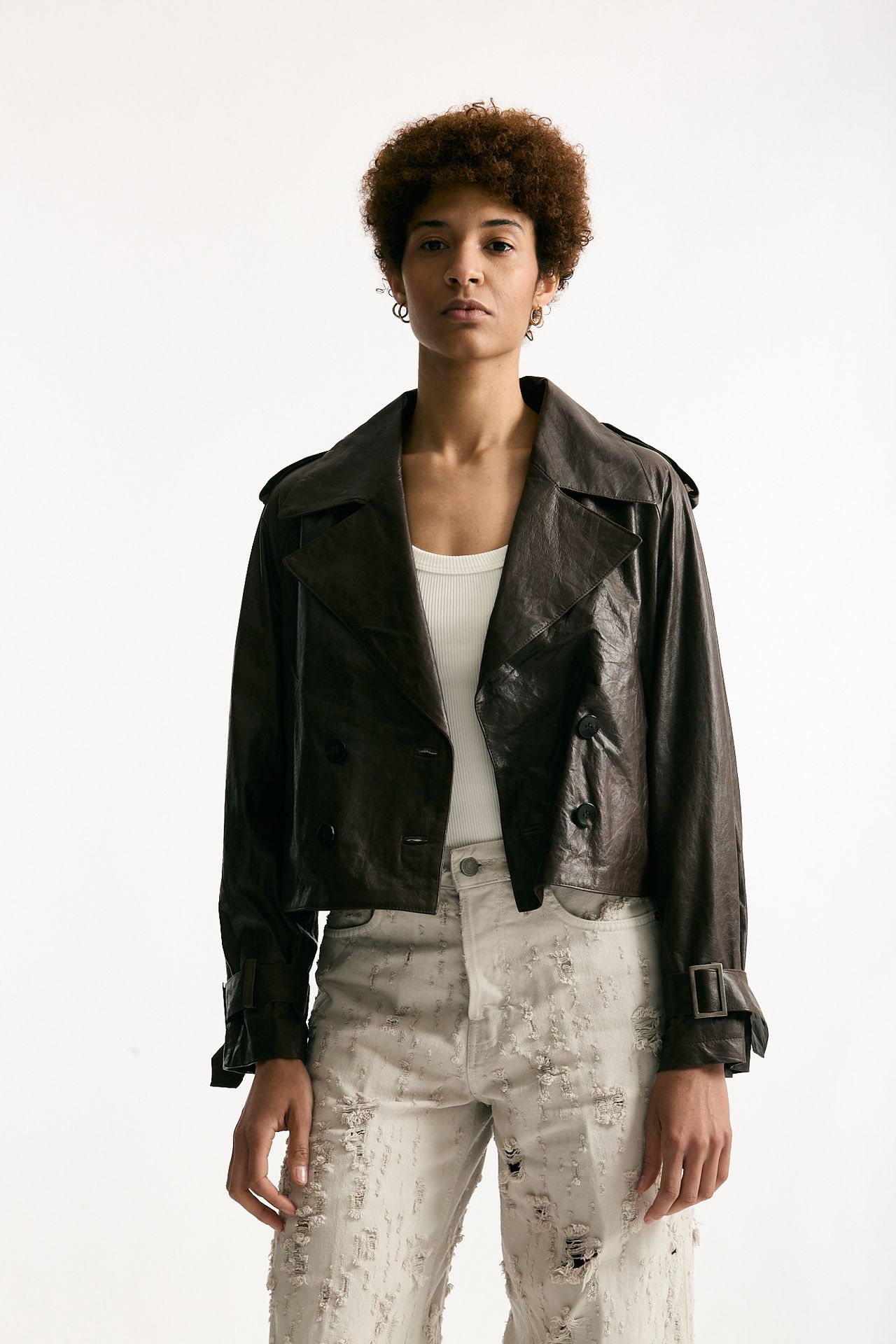 Giubbino crop brown women Giorgio brato - 1