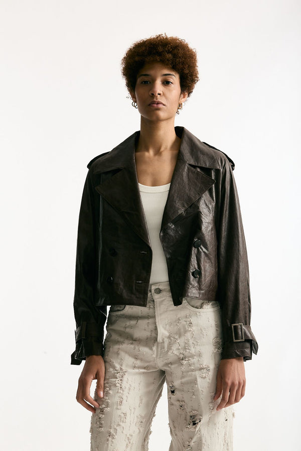 Giubbino crop brown women Giorgio brato