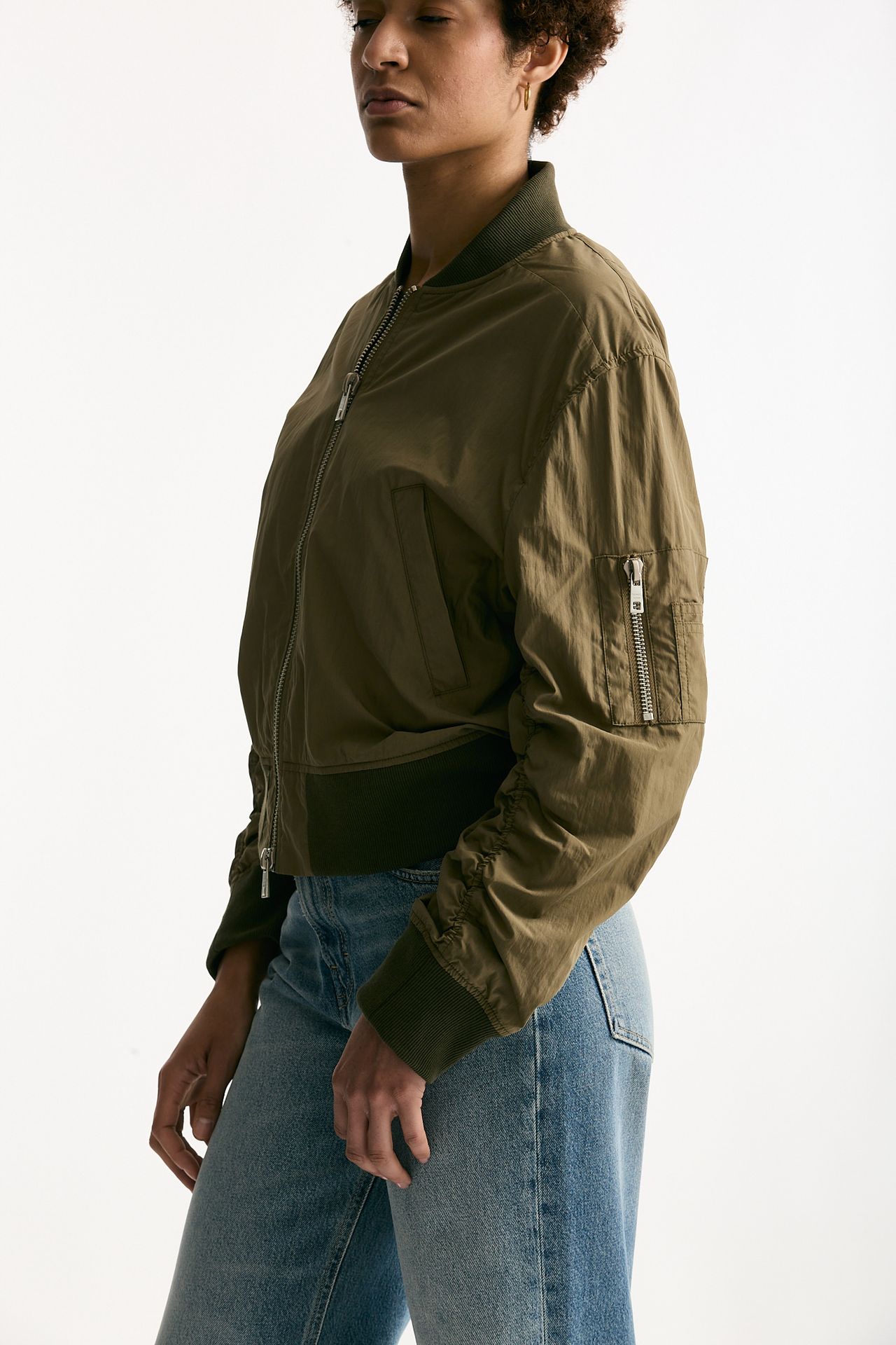 Bomber in misto cotone verde militare women Giorgio brato - 5