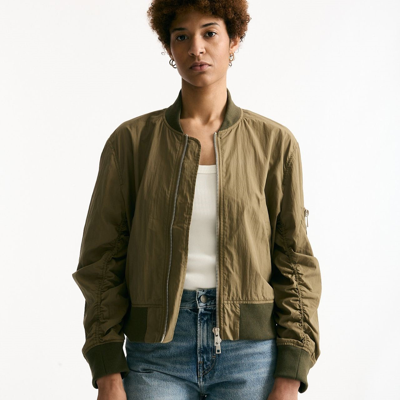 Bomber in misto cotone verde militare women Giorgio brato - 10