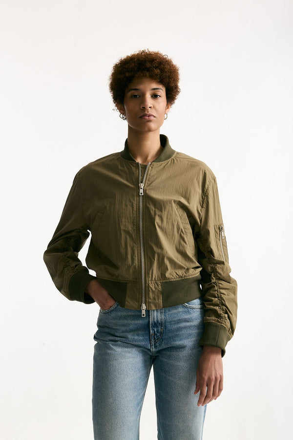 Bomber in misto cotone verde militare women Giorgio brato