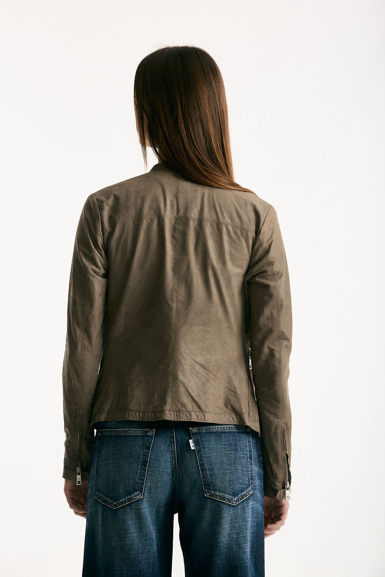 Giubbino slim in pelle tortora women Giorgio brato - 2