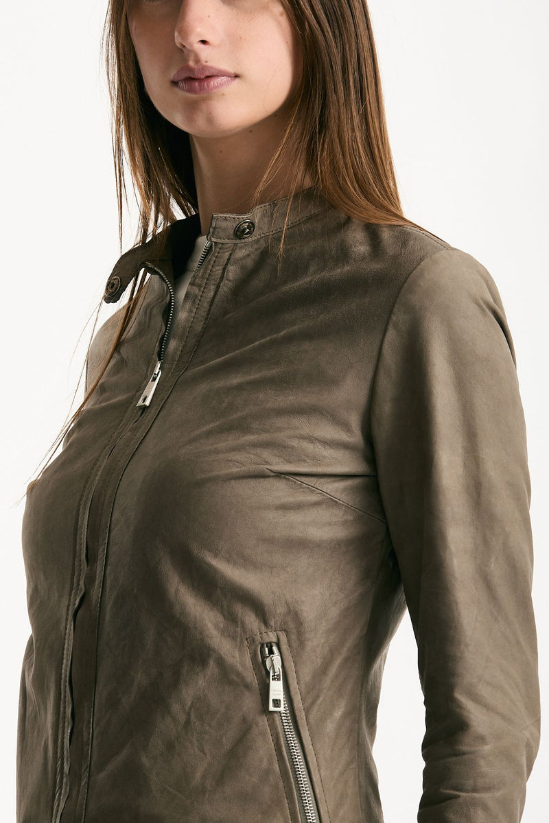 Giubbino slim in pelle tortora women Giorgio brato - 7